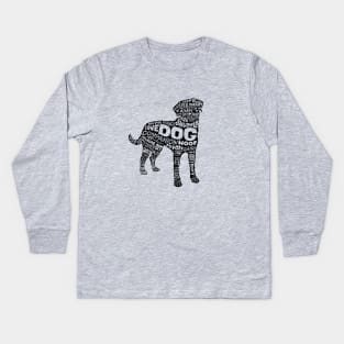 Dog Silhouette Word Cloud (Black) Kids Long Sleeve T-Shirt